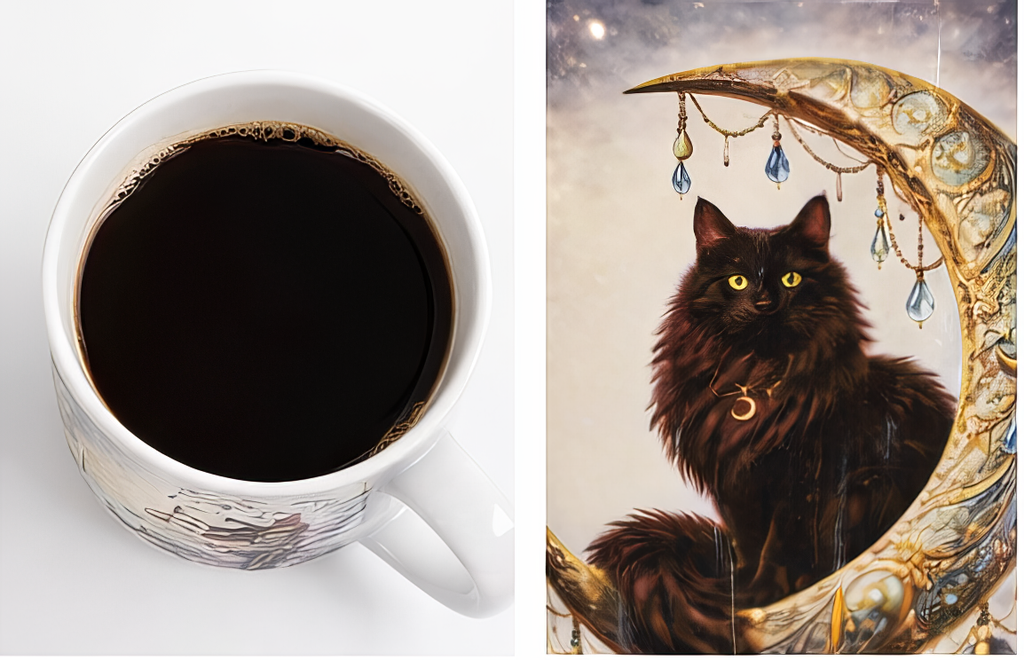 Black Cat Moon Ceramic Mug 11oz Boho Gothic Coffee Cup Hand Wash Only