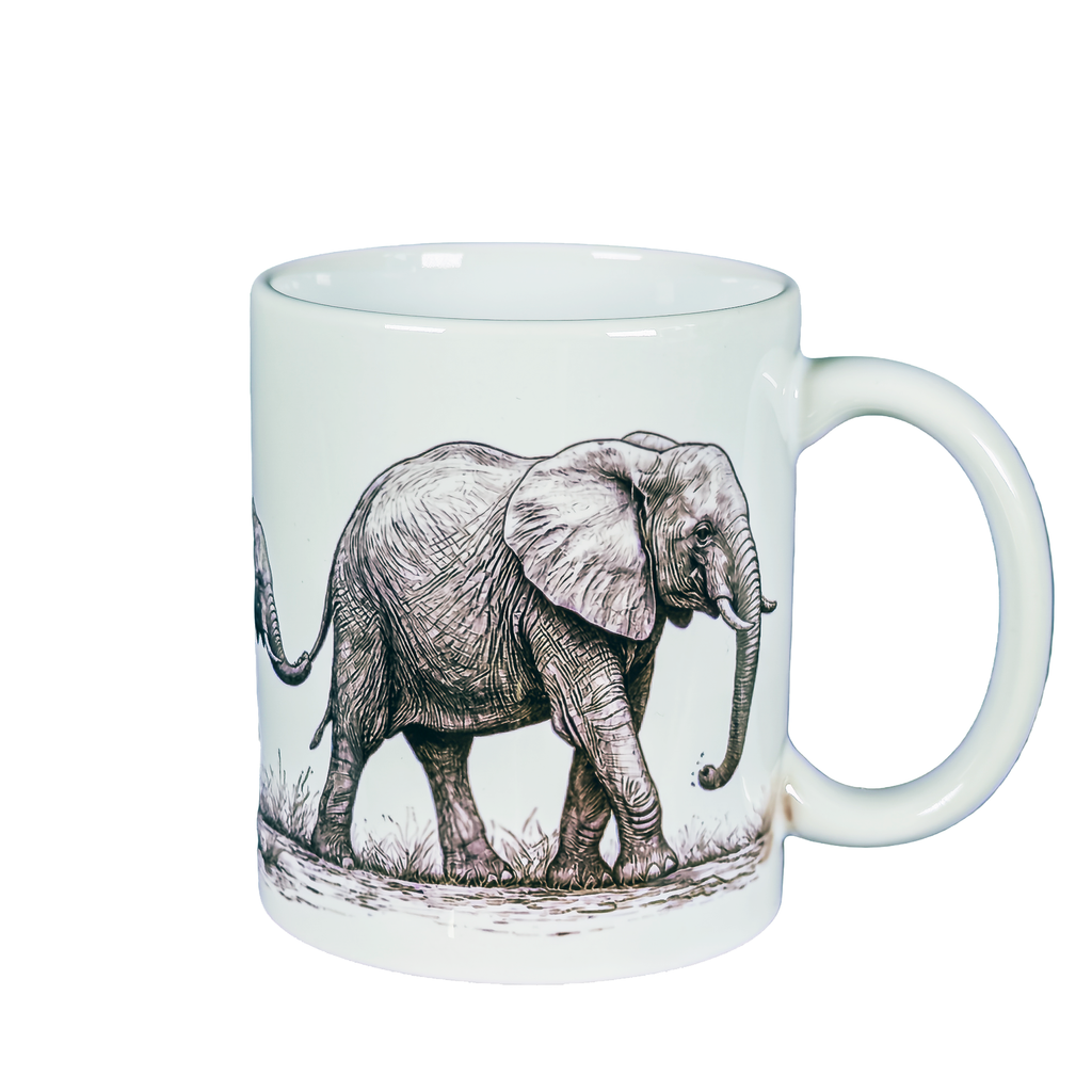Elephant Family Ceramic Mug 11oz Wildlife Animal Coffee Cup Hand Wash Only