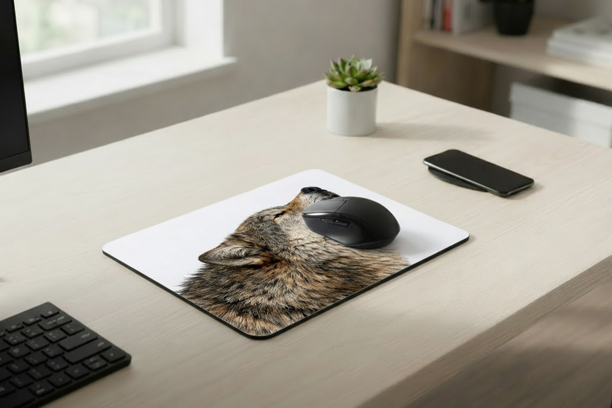 Wolf Mouse Mat 28x20cm Non-Slip Mousepad Wildlife Animal Desk Gaming Gift