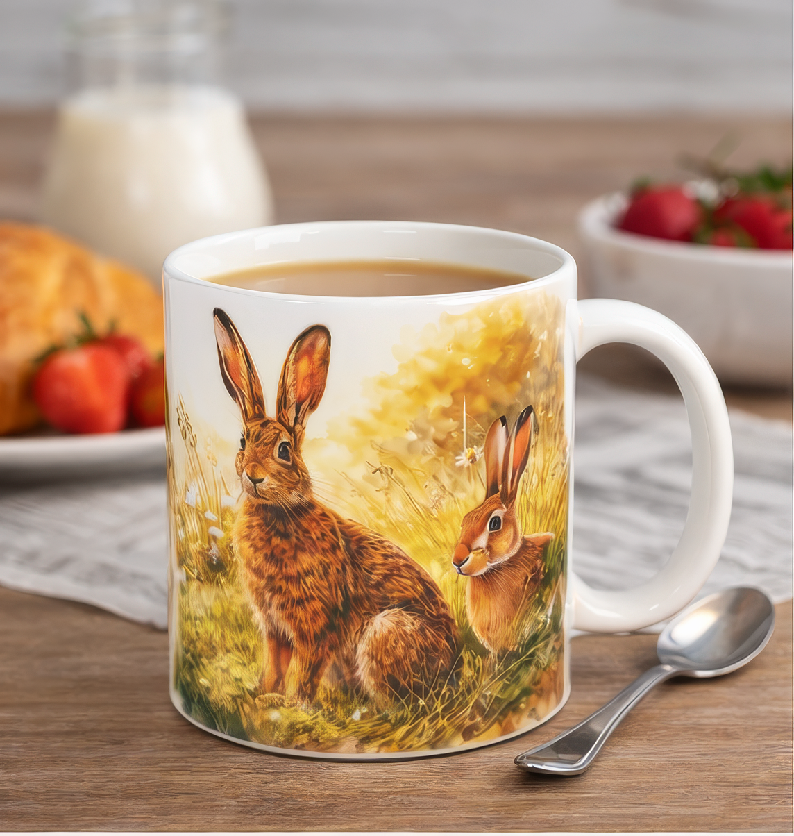 Hare Wildlife Ceramic Mug 11oz Rabbit Nature Coffee Cup Hand Wash Only