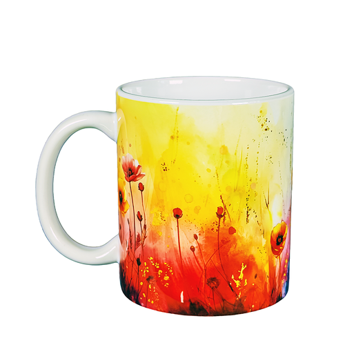 Colourful Abstract Poppy Flower Ceramic Mug 11oz Floral Coffee Cup HandWash Only