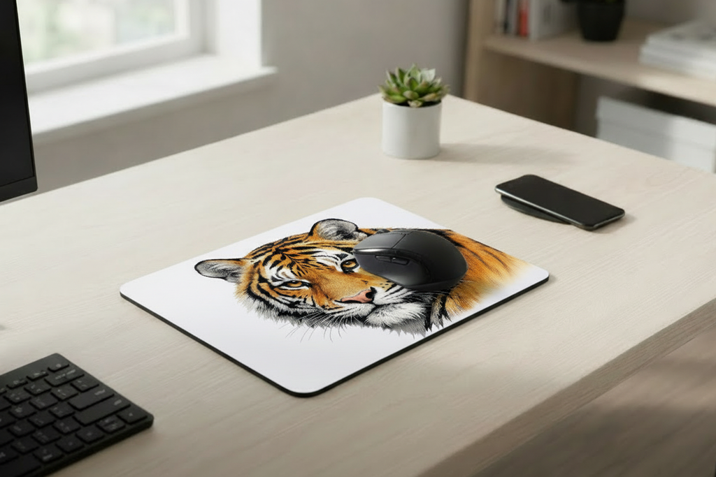 Tiger Mouse Mat 28x20cm Non-Slip Mousepad Wildlife Desk Gaming Animal Gift