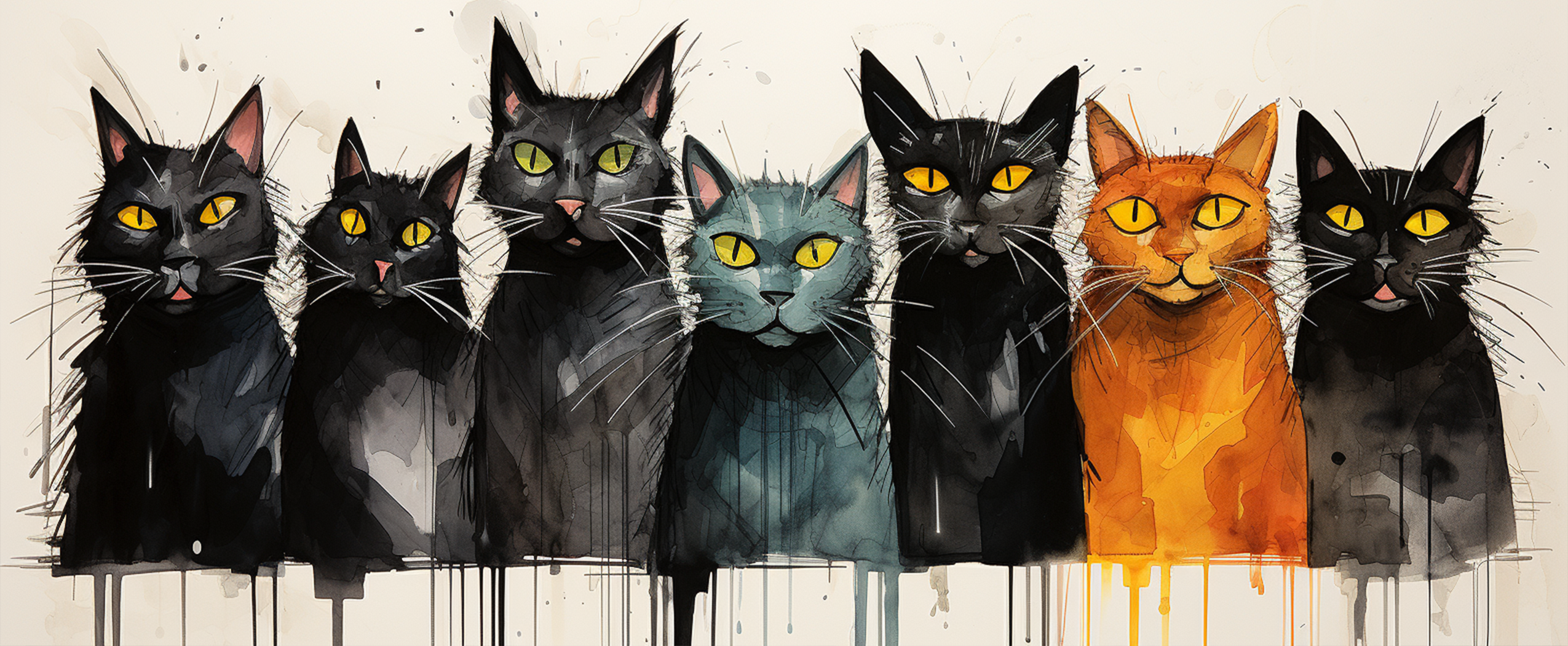 Colourful Abstract Cat Ceramic Mug 11oz Artistic Cat Lover Coffee Cup Gift, Hand